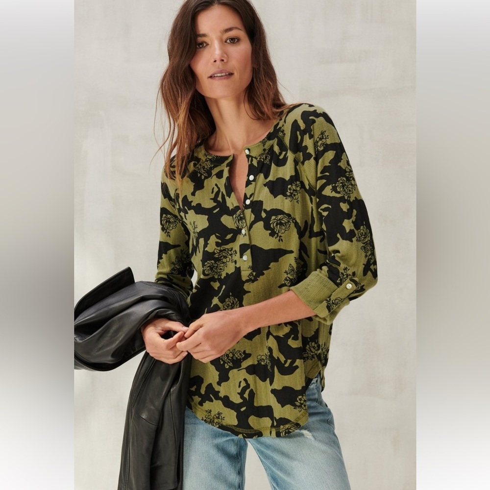 Lucky Brand Printed Pointelle Henley